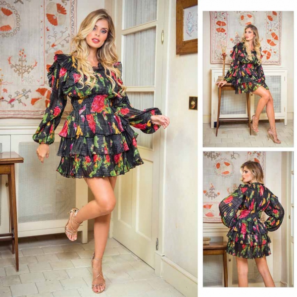 VESTIDO NEGRO FLORAL - ENCANDILATA