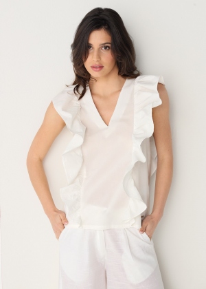 BLUSA BLANCA VOLANTES...