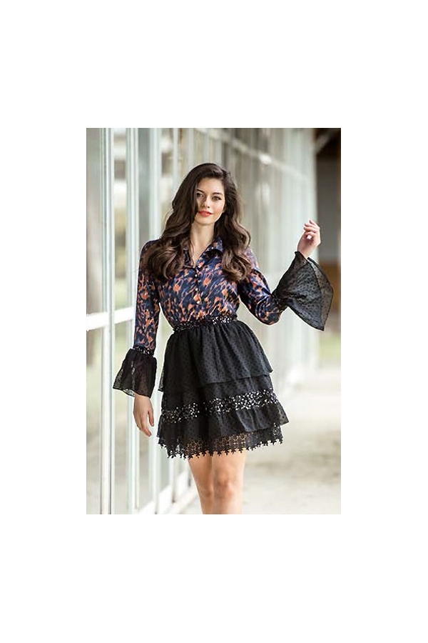 VESTIDO JASPEADO NEGRO - ENCANDILATA VESTIDO JASPEADO NEGRO - ENCANDILATA