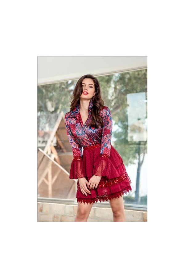 VESTIDO PAISLEY BURDEOS - ENCANDILATA