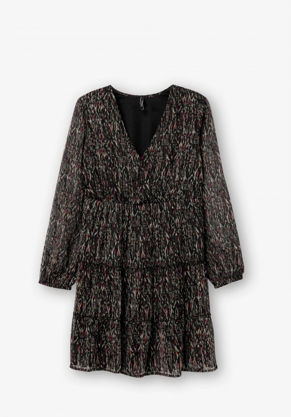 VESTIDO PLUMENTI NEGRO JASPEADO VESTIDO PLUMENTI NEGRO JASPEADO