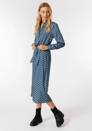 VESTIDO CAMISERO SATINADO AZUL