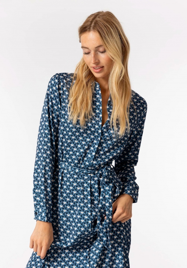 VESTIDO CAMISERO SATINADO AZUL VESTIDO CAMISERO SATINADO AZUL