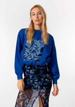 SUDADERA FLORAL AZUL