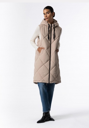 CHALECO LARGO BEIGE CON...