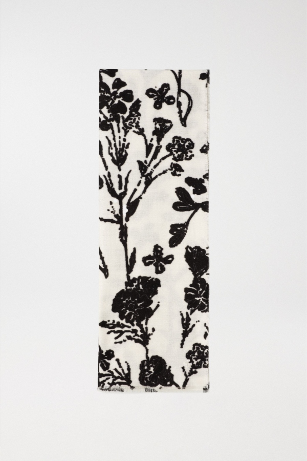 BUFANDA BLANCA FLORAL