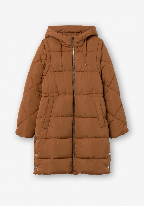 ABRIGO CHALECO ACOLCHADO MARRÓN CON...