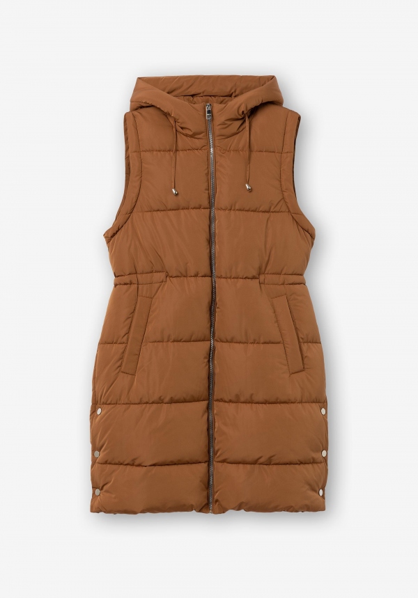 ABRIGO CHALECO ACOLCHADO MARRÓN CON...