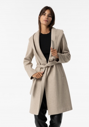ABRIGO DE PAÑO BEIGE CAPUCHA