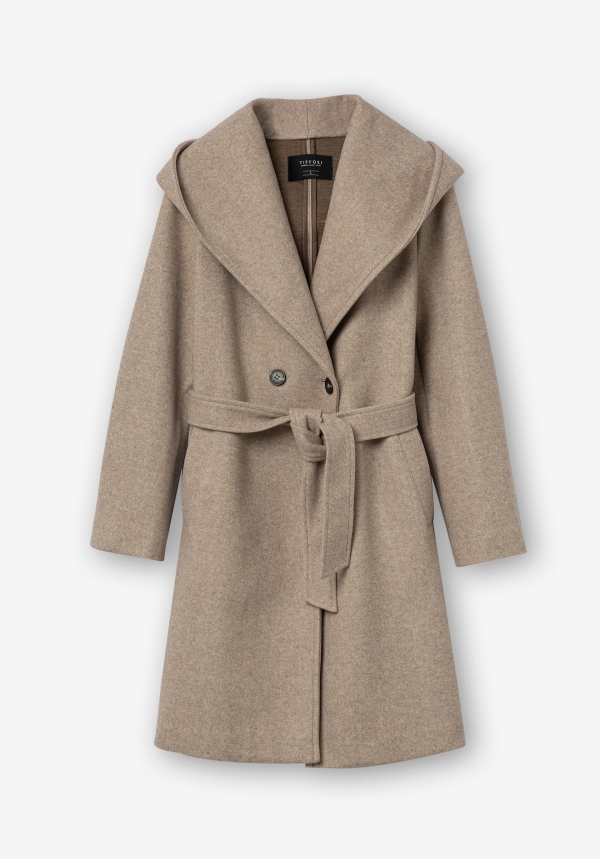 ABRIGO DE PAÑO BEIGE CAPUCHA ABRIGO DE PAÑO BEIGE CAPUCHA