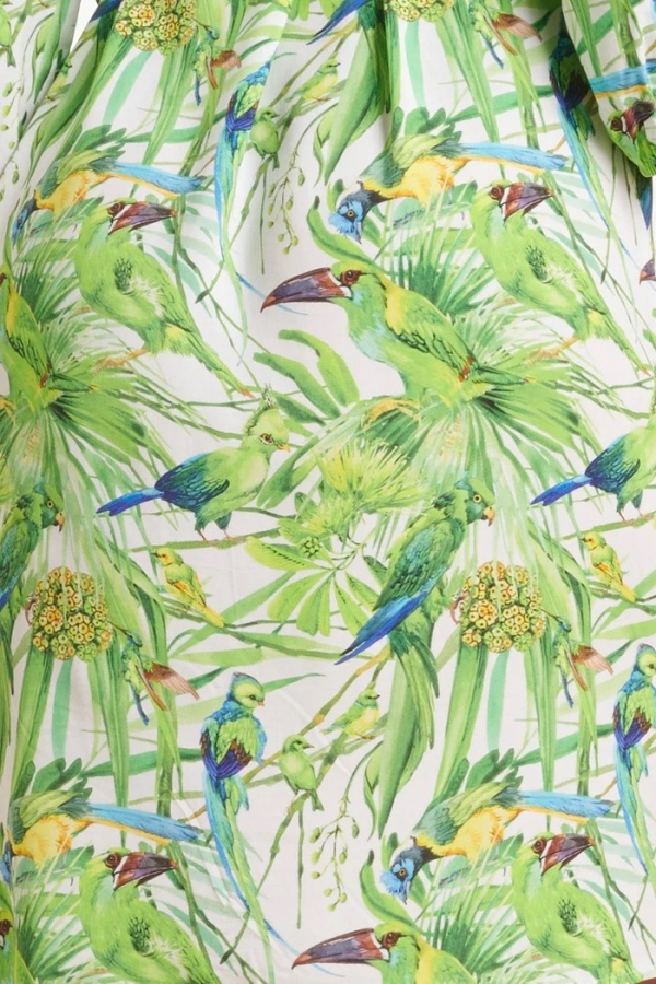 VESTIDO VERDE PAJAROS TROPICALES VESTIDO VERDE PAJAROS TROPICALES