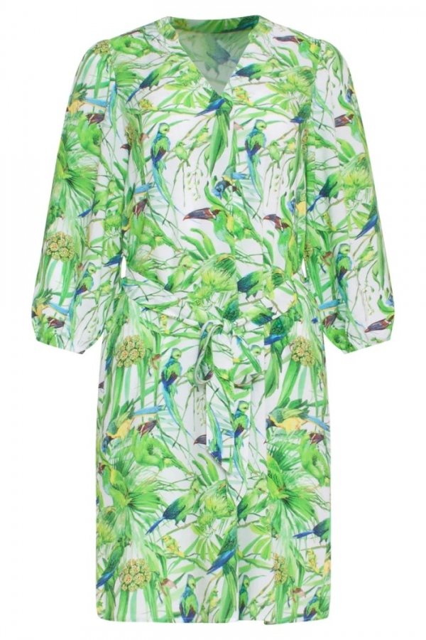 VESTIDO VERDE PAJAROS TROPICALES VESTIDO VERDE PAJAROS TROPICALES