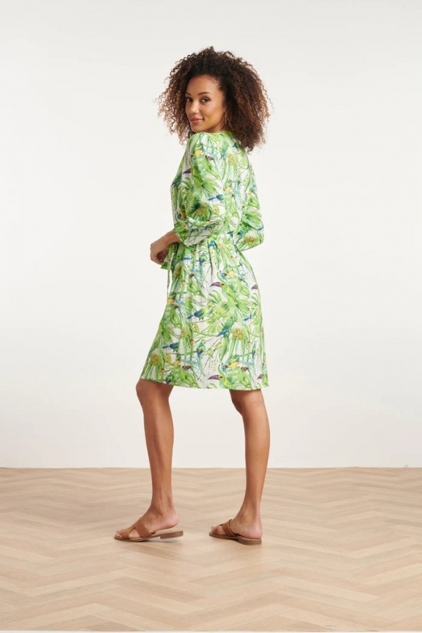 VESTIDO VERDE PAJAROS TROPICALES VESTIDO VERDE PAJAROS TROPICALES