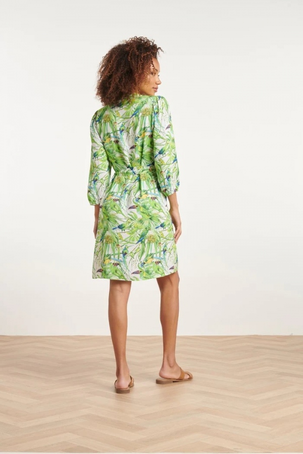 VESTIDO VERDE PAJAROS TROPICALES VESTIDO VERDE PAJAROS TROPICALES