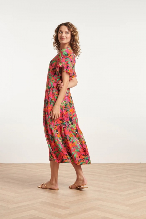 VESTIDO MIDI FUCSIA TROPICAL VESTIDO MIDI FUCSIA TROPICAL