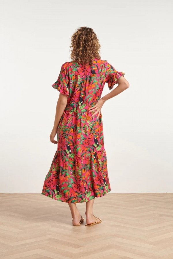 VESTIDO MIDI FUCSIA TROPICAL VESTIDO MIDI FUCSIA TROPICAL