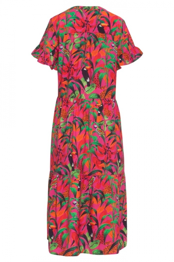 VESTIDO MIDI FUCSIA TROPICAL VESTIDO MIDI FUCSIA TROPICAL