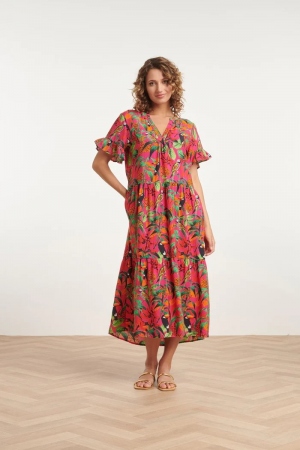 VESTIDO MIDI FUCSIA TROPICAL