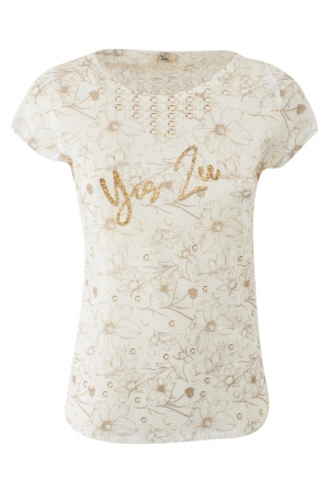 CAMISETA FLORAL BEIGE - YES...