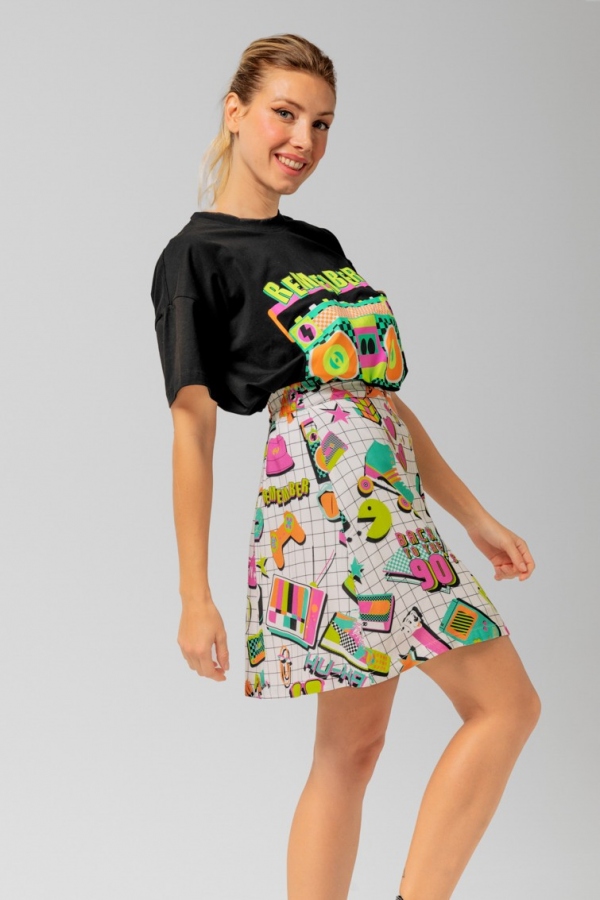 FALDA TRAPECIO I LOVE 90`s - LOLINA FALDA TRAPECIO I LOVE 90`s - LOLINA