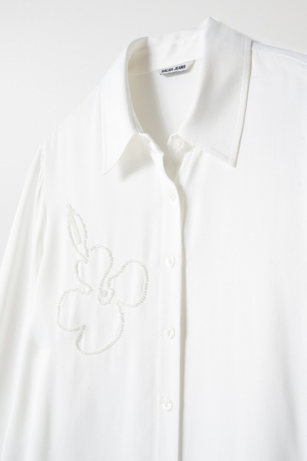 CAMISA SATINADA FLORES BLANCA CAMISA SATINADA FLORES BLANCA