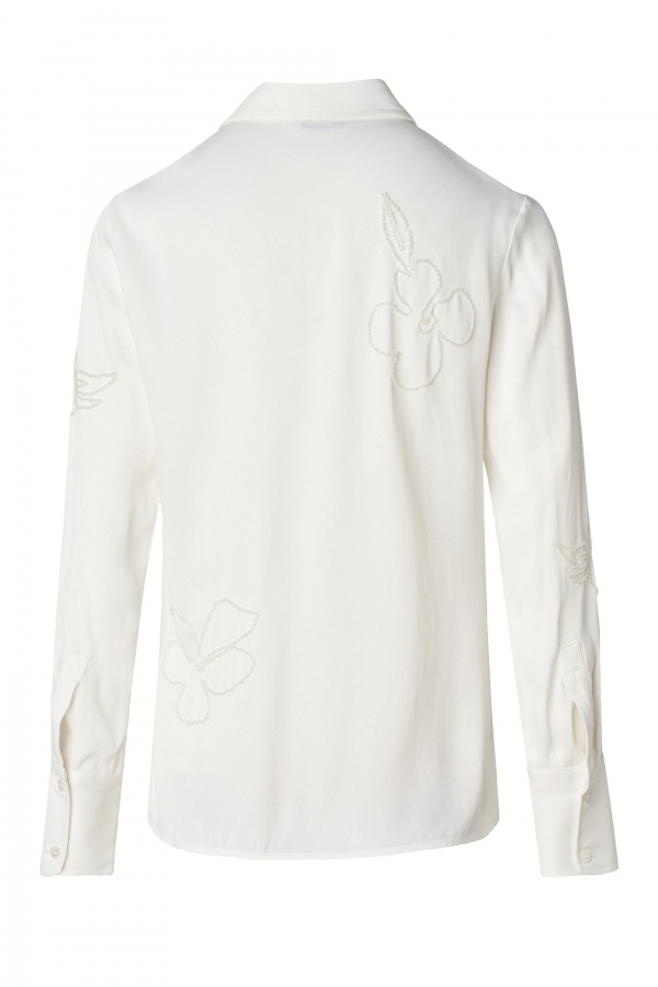 CAMISA SATINADA FLORES BLANCA CAMISA SATINADA FLORES BLANCA
