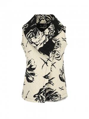 CHALECO FLORAL BEIGE Y NEGRO