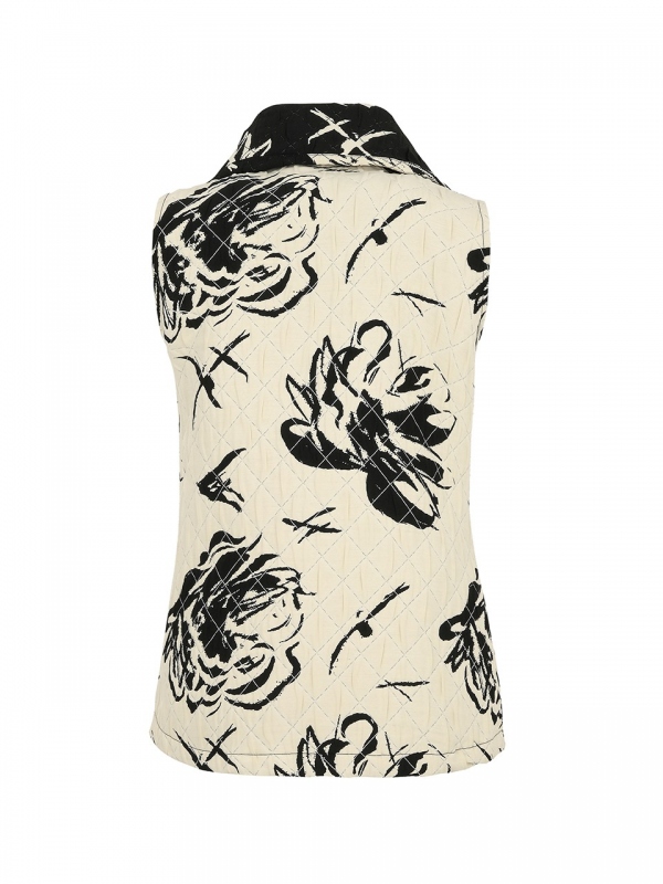 CHALECO FLORAL BEIGE Y NEGRO CHALECO FLORAL BEIGE Y NEGRO