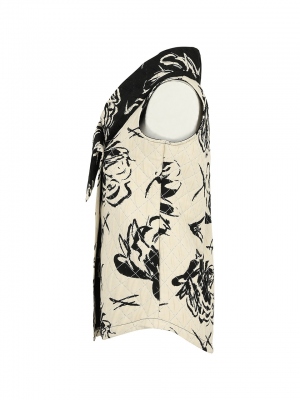 CHALECO FLORAL BEIGE Y NEGRO 2