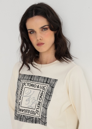 SUDADERA BEIGE PRINT V&L 2