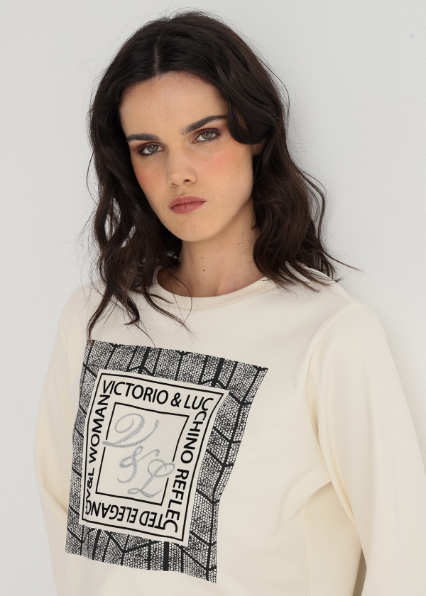 SUDADERA BEIGE PRINT V&L SUDADERA BEIGE PRINT V&L
