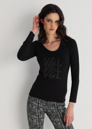 CAMISETA NEGRA PEDRERIA V&L