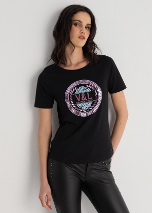 CAMISETA NEGRA GRECA BRILLO