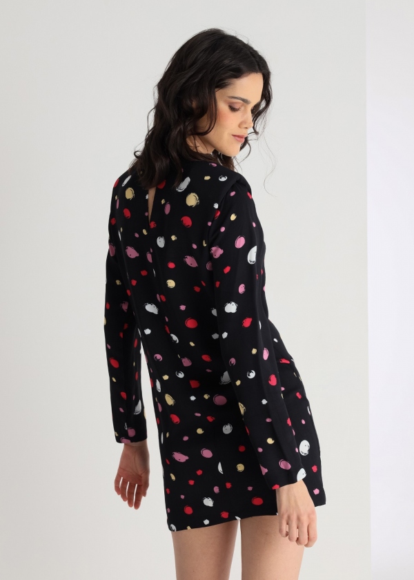 VESTIDO NEGRO LUNARES MULTICOLOR