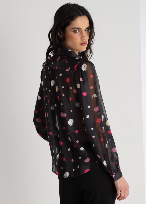 CAMISA NEGRA LUNARES MULTICOLOR CAMISA NEGRA LUNARES MULTICOLOR