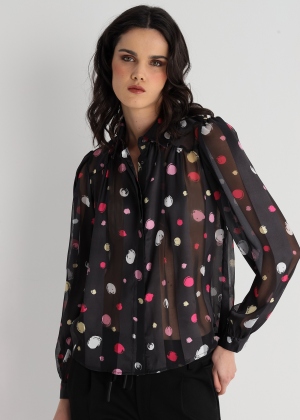 CAMISA NEGRA LUNARES...