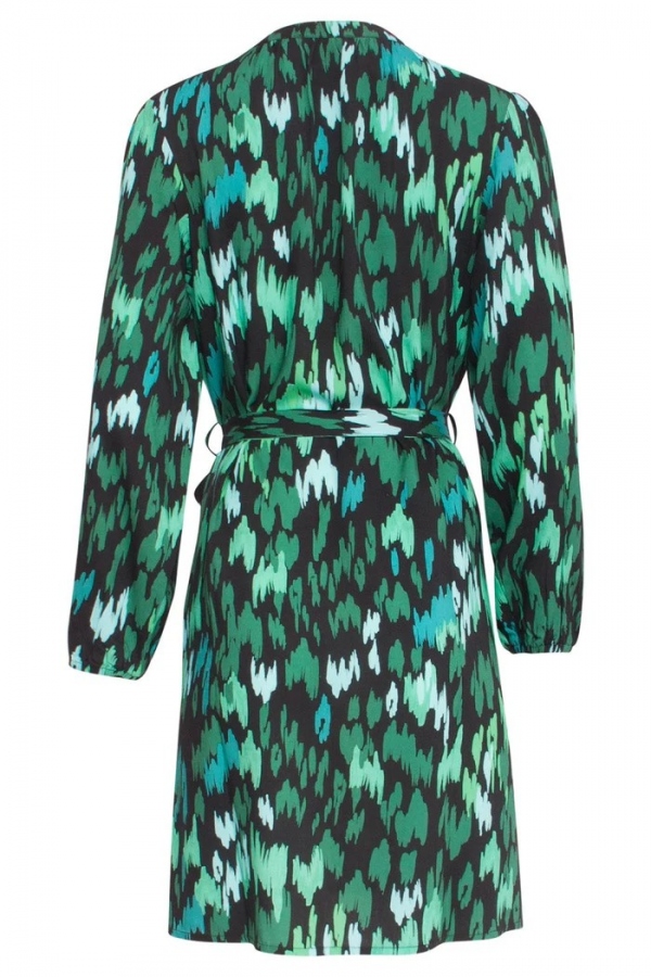 VESTIDO ANIMAL PRINT VERDE AZULADO VESTIDO ANIMAL PRINT VERDE AZULADO