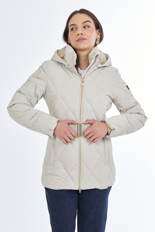 ABRIGO ACOLCHADO TEJIDO SUAVE ARENA