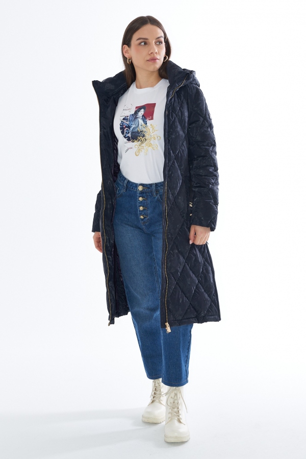 ABRIGO LARGO ACOLCHADO AZUL MARINO ABRIGO LARGO ACOLCHADO AZUL MARINO