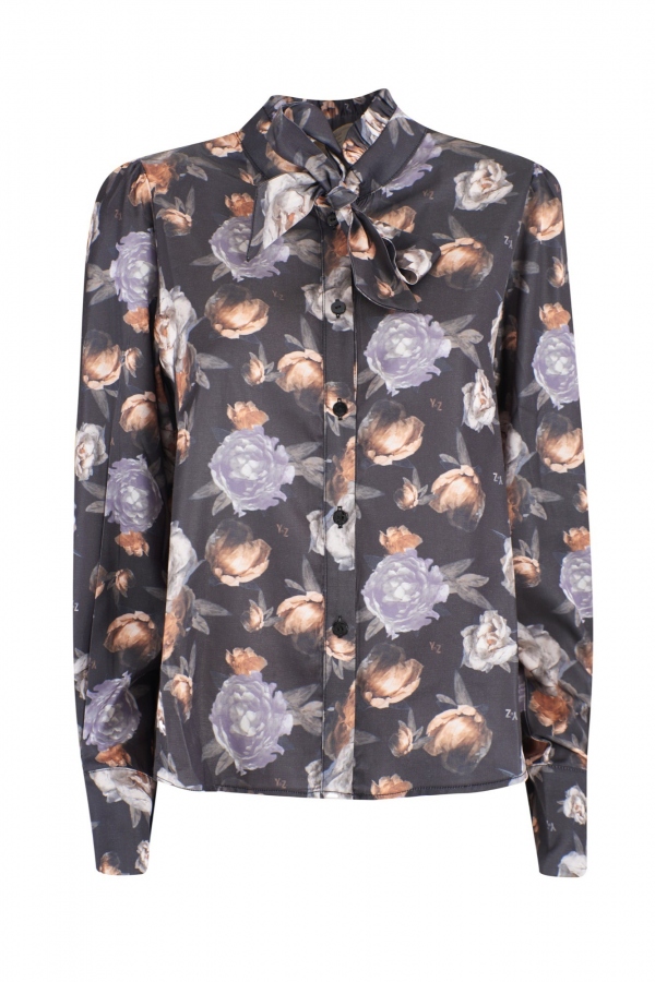 CAMISA SATÉN NEGRO FLORAL CAMISA SATÉN NEGRO FLORAL