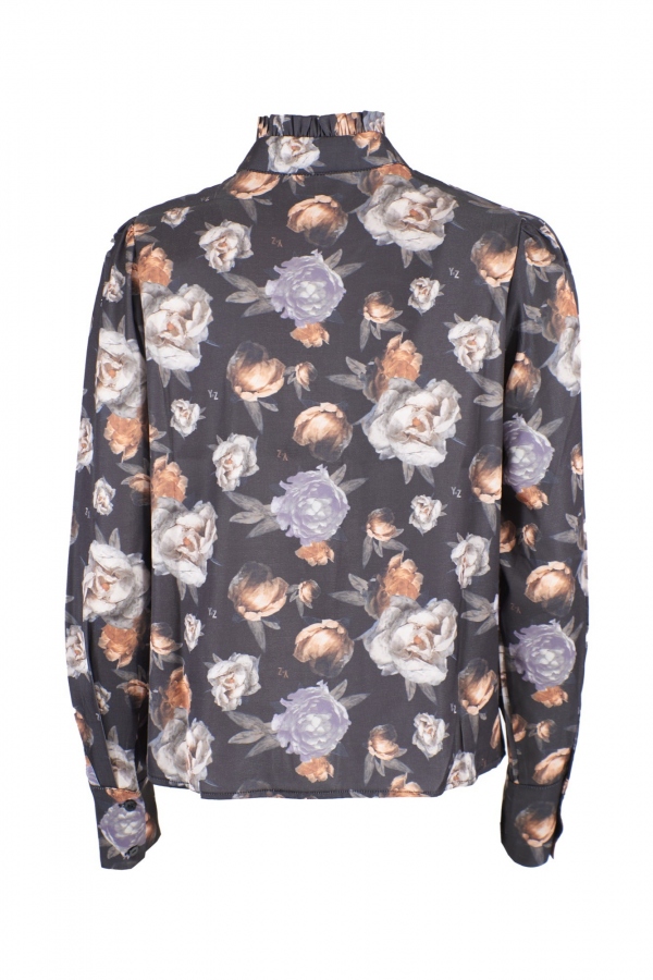 CAMISA SATÉN NEGRO FLORAL CAMISA SATÉN NEGRO FLORAL