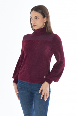 JERSEY CUELLO ALTO GRANATE