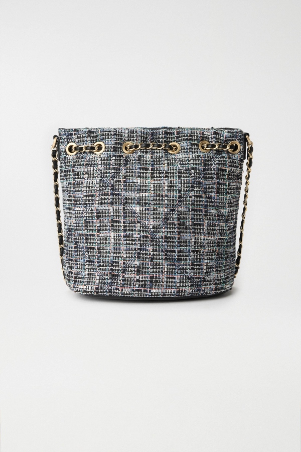 BOLSO BUCKET TWEED AZUL