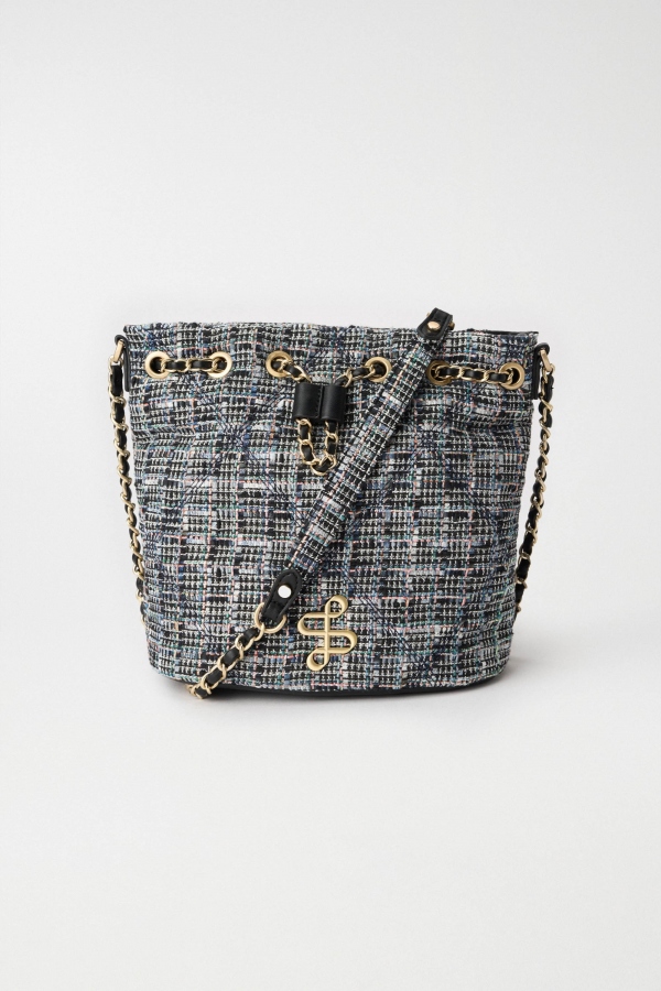 BOLSO BUCKET TWEED AZUL 2