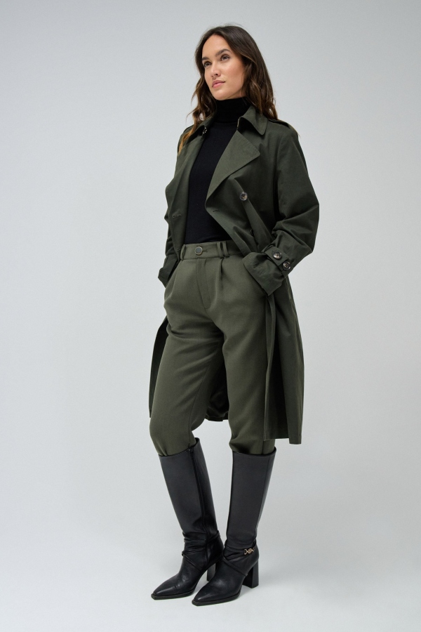 GABARDINA VERDE CON CINTURÓN GABARDINA VERDE CON CINTURÓN