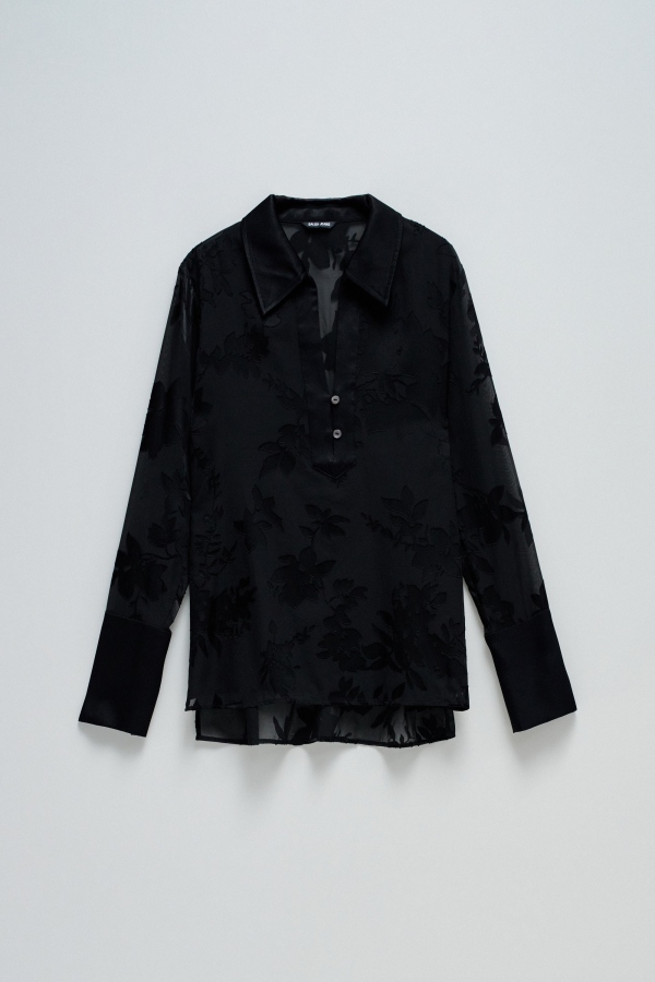 BLUSA NEGRA TEXTURA DEVORÉ BLUSA NEGRA TEXTURA DEVORÉ