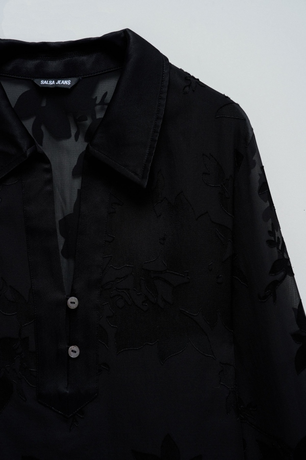 BLUSA NEGRA TEXTURA DEVORÉ BLUSA NEGRA TEXTURA DEVORÉ