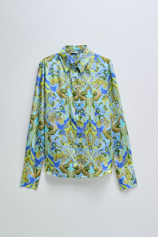CAMISA DE SATÉN PASLEY FLORAL AZUL CAMISA DE SATÉN PASLEY FLORAL AZUL