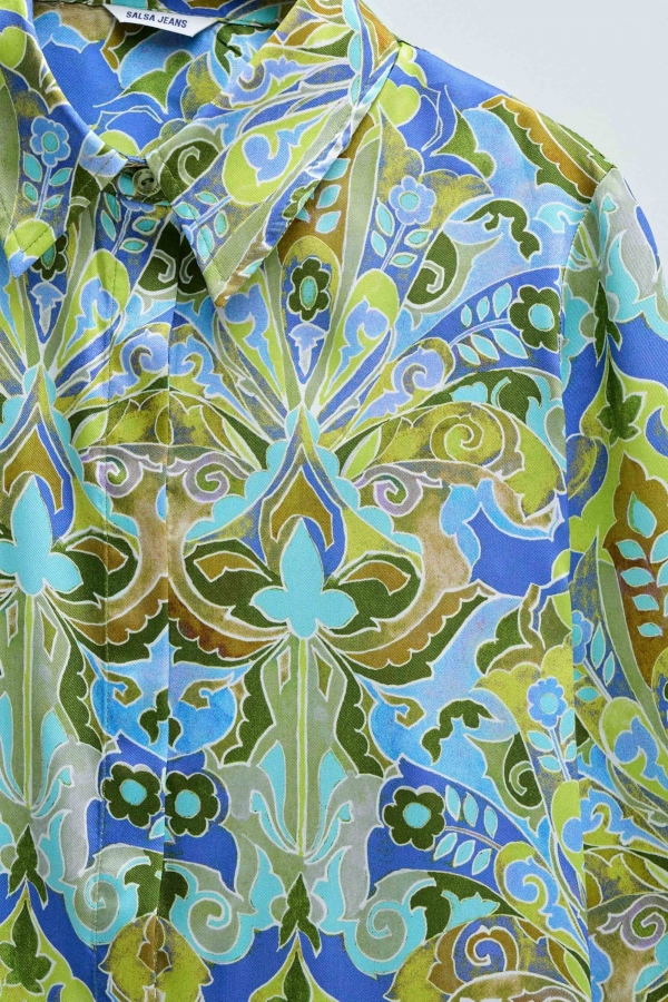 CAMISA DE SATÉN PASLEY FLORAL AZUL CAMISA DE SATÉN PASLEY FLORAL AZUL