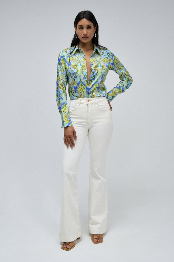 CAMISA DE SATÉN PASLEY FLORAL AZUL CAMISA DE SATÉN PASLEY FLORAL AZUL